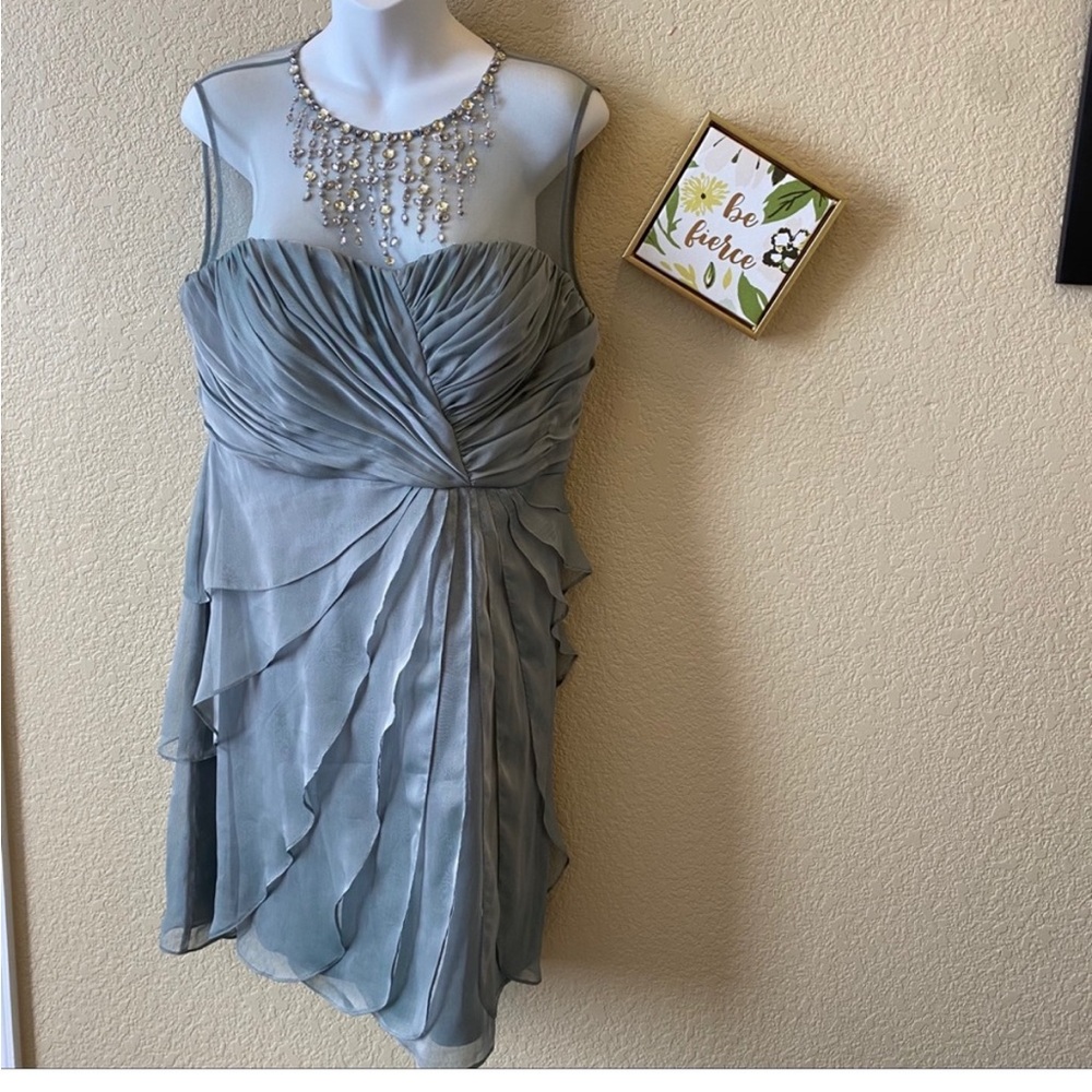 Adrianna Papell Light Blue Pleated Dress